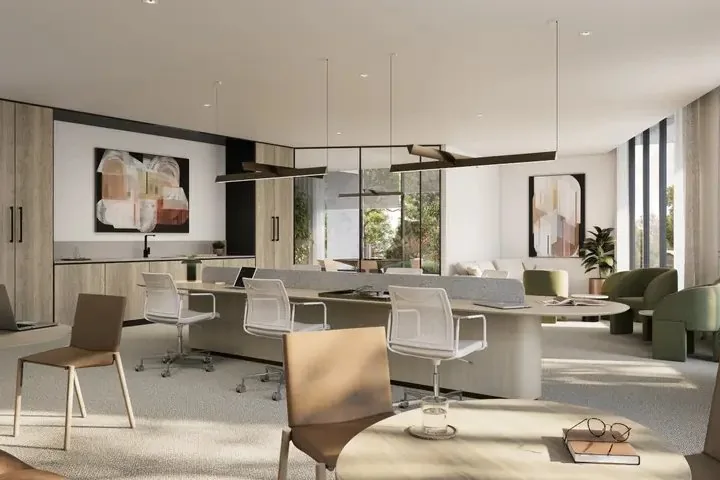 Loam House - communal business centre and wellness spaces