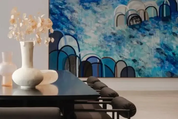 Sea & Sky - resident dining room with sea-and-sky themed artwork