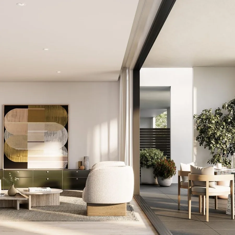 Loam House courtyard living and dining